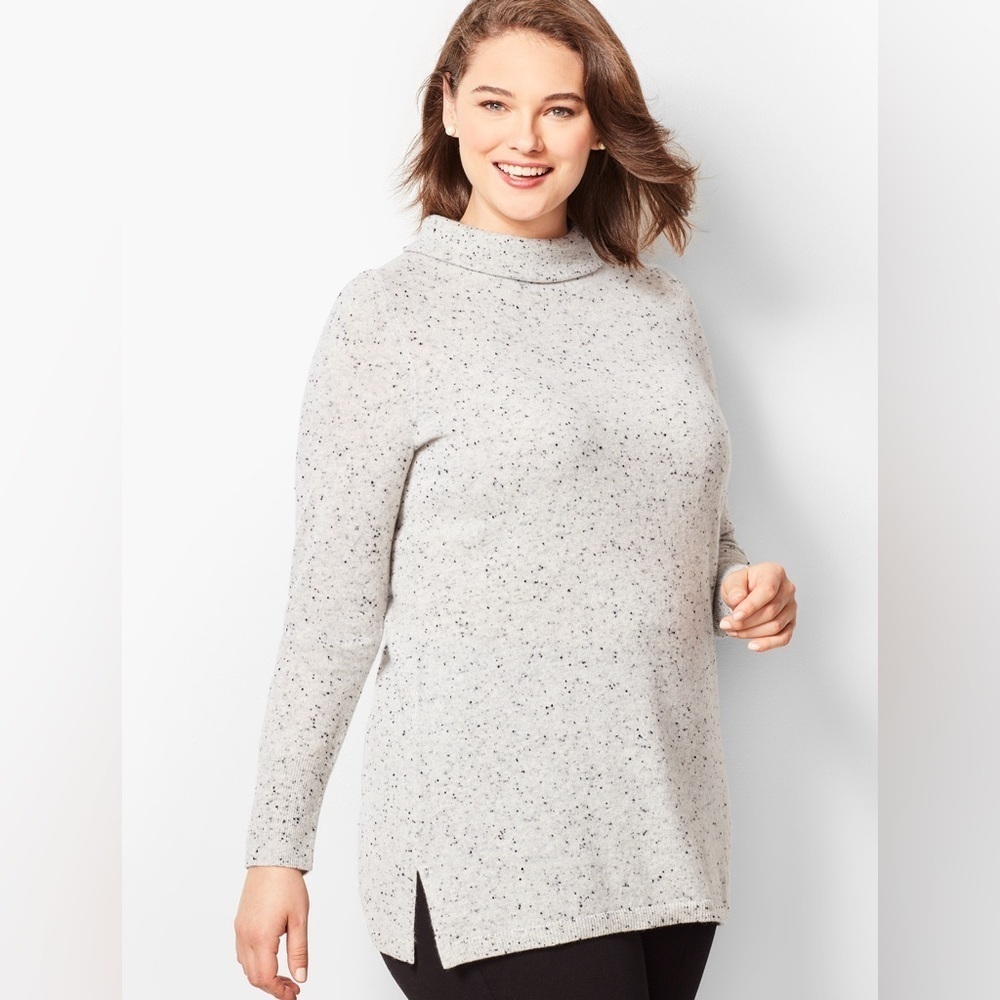 Talbots Sabrina Cashmere Donegal Sweater – Light Gray Speckled – Size Large